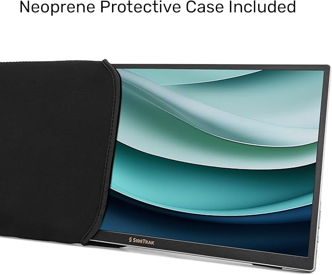 SideTrak Solo Essential 15.6" Portable Monitor for Laptop with Protective Sleeve | FHD Dual Screen w/Kickstand, USB & HDMI Laptop Screen Extender | Compatible with Mac, PC, Chrome