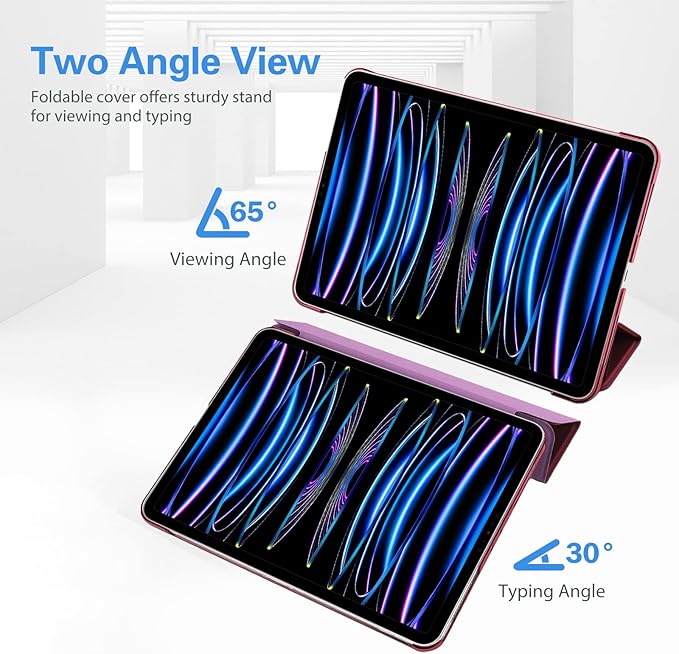 ProCase for iPad Pro 11 Inch Case 2022/2021/2020/2018(4th/3rd/2nd/1st Generation), iPad Pro 11" Slim Stand Hard Back Cover Shell Smart Folio Compatible with Pencil/Support Auto Wake/Sleep -Wine