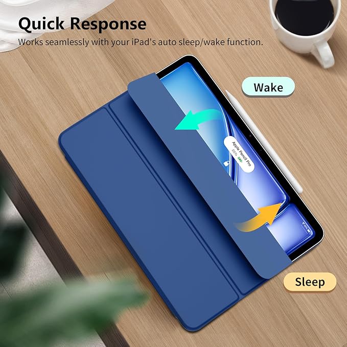 TiMOVO Magnetic Case for iPad Air 11 Inch (M4/M3/M2-2026/2025/2024), iPad Air 5th/4th Generation Case (2022/2020) 10.9 Inch, Smart Folio Magnetic Trifold Stand Cover, Auto Wake/Sleep, Navy Blue