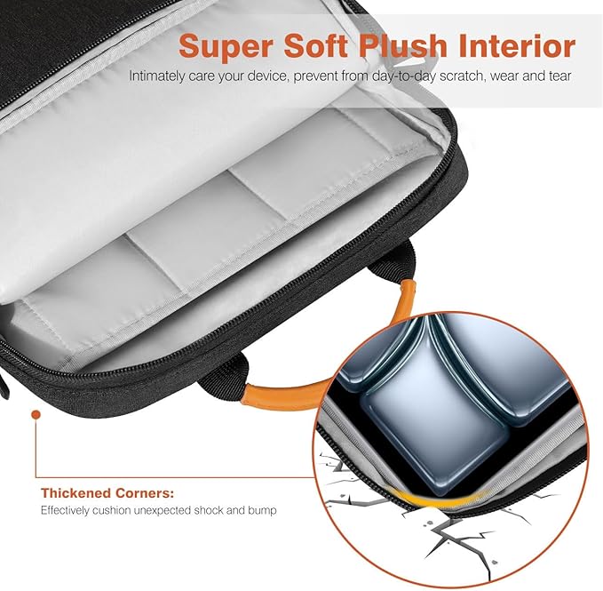 Dadanism 13 Inch Tablet Sleeve Shoulder Bag with Handle for iPad Pro 13" M4 2024, iPad Air 13", iPad Pro 12.9", Galaxy Tab S10+ Plus/S9 FE+/S9+ Plus 12.4", Remarkable Paper Pro 11.8", Black Gray