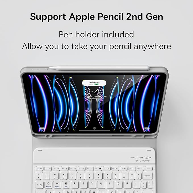 Keyboard Case for iPad Pro 11 Inch 4th Generation/Pro 3rd Gen/Pro 2nd Gen with Pencil Holder, Folio Detachable Wireless Bluetooth Keyboard & Flip Stand Case for iPad Pro 11 Inch, Gray