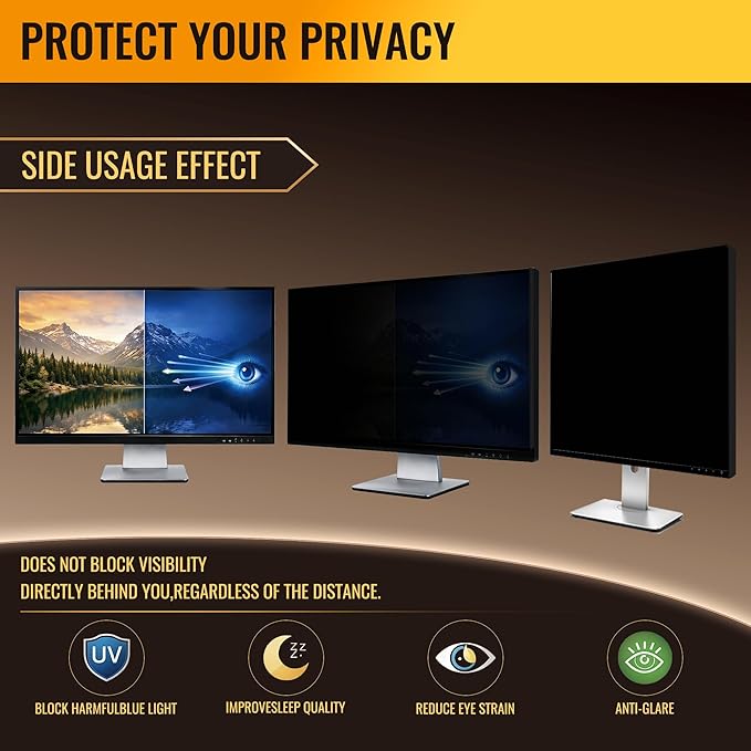 27 Inch Privacy Screen for Monitor with 16:9 Widescreen Monitor Blue Light Screen Protector - Anti-Glare - Anti-Scratch Protector Film for Data Confidentiality Privacy Shield [2 Pack]
