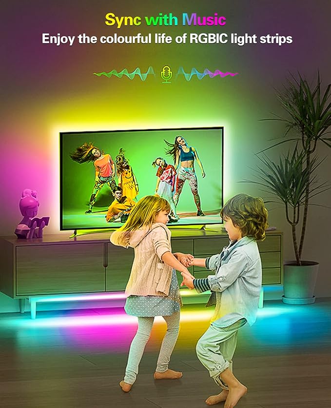 TV Led Backlight, 16.4ft RGB LED Lights for TV Smart Led Lighting for 65-85inch Monitor,USB Strip Lights Behind TV, Color Changing Sync with Music, Bluetooth App Controlled Led Lights for Home Decor