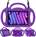 Kids Case for iPad Mini 7 (A17 Pro) 2024/ Mini 6 2021, iPad Mini 7th/6th Generation Case with Shoulder Strap - Durable Shockproof with Handle Stand Protective Cover for iPad 8.3 Inch, Purple