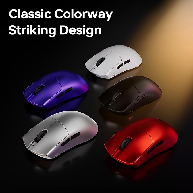 ATK Blazing Sky X1 V2 Wireless Gaming Mouse, 54g Lightweight, PAW3950Ultra Sensor, Nordic 54L15 MCU, Optical Switches, New GEM 8K Dongle, Dual-Mode 2.4G/Wired (Ultimate, White)