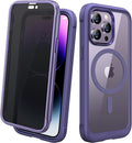 Diaclara Magnetic Designed for iPhone 14 Pro Max Case, Full Body Rugged Case with Built-in Privacy Touch Sensitive Anti-Scratch Screen Protector, with Camera Lens Protector (Purple)