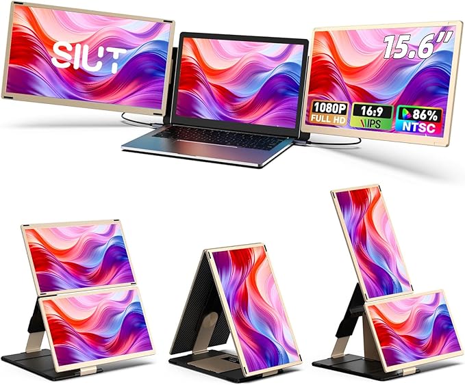 Laptop Screen Extender - 15.6'' 1080P Monitor Extender Detachable Screen Triple Monitor for Laptop 13"-17.3" Compatible with Mac/Windows