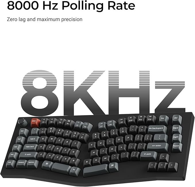 Keychron V10 Ultra 8K Wireless Mechanical Keyboard, 75% Alice Ergonomic Layout, 8000Hz 2.4GHz/Bluetooth 5.3/USB-C Wired, Hot-Swappable ZMK Custom Keyboard with Knob,PBT Keycaps for Mac & Windos