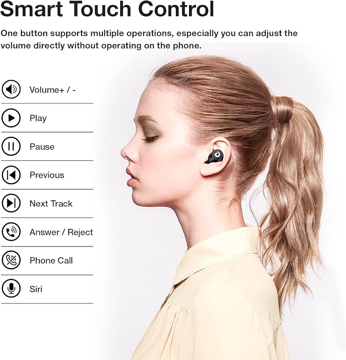 X9 Wireless Earbuds Bluetooth 5.3 Headphones Waterproof Stereo Earphones in Ear Touch Control with Microphone Headset with Deep Bass for Sport, Gaming and Running(Black)
