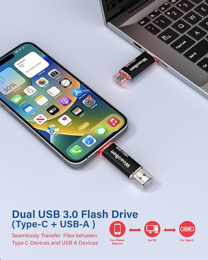 USB C Flash Drive 32GB 2 Pack, Wooolken USB 3.0 Dual Drive Type-C Thumb Drive OTG Memory Stick Compatible with iPhone 16/15, Android Smartphone/Tablets/Computers