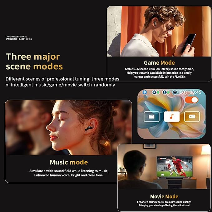 TWS Touch Screen Earbuds with Touch Screen Active Noise Cancelling TWS Wireless Bluetooth Touchscreen Earbuds ANC for iPhone Android Blue Tooth Ear Buds Noise Cancelling Earphones