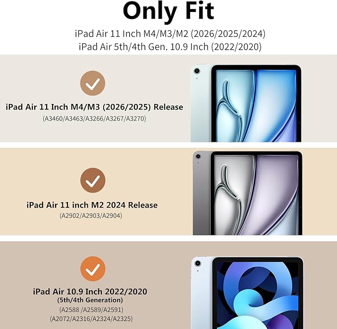 TiMOVO Magnetic Case for iPad Air 11 Inch (M4/M3/M2-2026/2025/2024), iPad Air 5th/4th Generation Case (2022/2020) 10.9 Inch, Smart Folio Magnetic Trifold Stand Cover, Auto Wake/Sleep, Black
