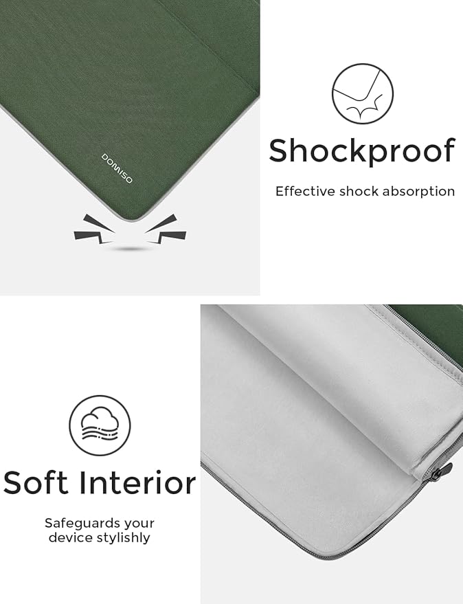 DOMISO 14 inch Laptop Case Sleeve Protective Cover Compatible with 15 inch MacBook Air M4 M3 M2,MacBook Pro,14-15 inch HP Dell ASUS Lenovo Chromebook,Waterproof Computer Cases Bag,Avocado Green