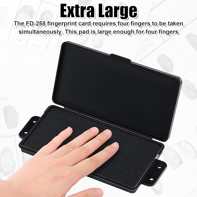 1 Pcs Fingerprint Ink Pads Rectangle Thumbprint Ink Pads Large Black Stamp for Home Office Notary Supplies Identification Notary Security ID Fingerprint Cards Law Enforcement Kit