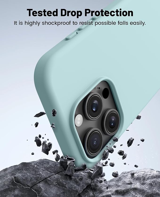 OTOFLY for iPhone 15 Pro Max Case [Compatible with MagSafe] Full-Body Silicone Shockproof Slim Thin Phone Case for iPhone 15 Pro Max 6.7 inch (Mint Green)