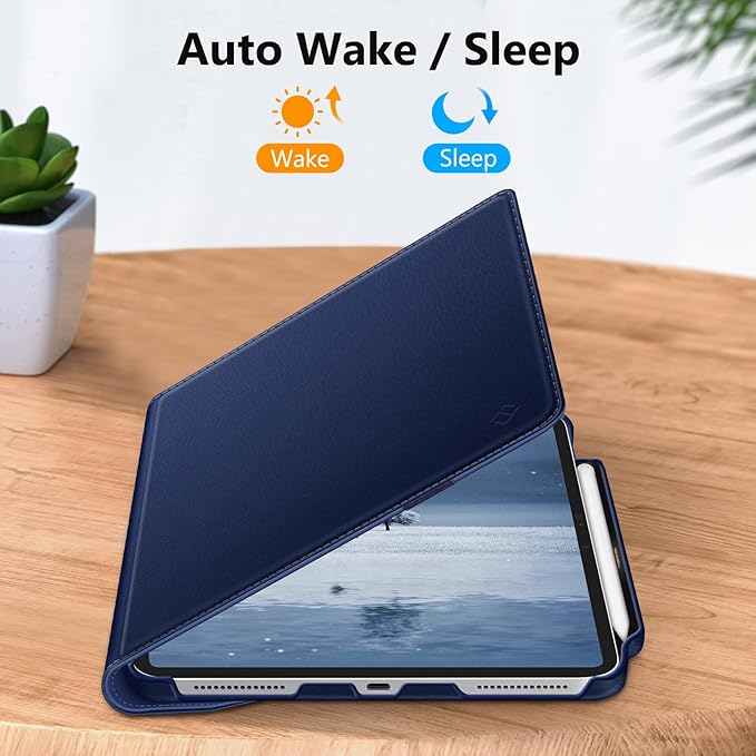 Fintie Rotating Case for iPad Pro 13-inch (M5) 2025 / (M4) 2024 with Pencil Holder - 360 Degree Swiveling Protective Stand Cover with Auto Wake/Sleep, Navy