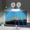 Monitor Fan with LED Lights, USB Desktop Fan with 2 Rotatable Heads, 3 Speeds Desk Fans Small Quiet with Sturdy Adjustable Clamp, Strong Wind Office Personal Cooling Fans for Laptop, Desktop.