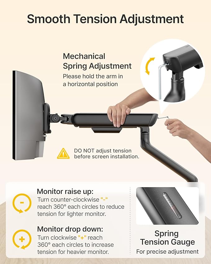 monTEK Single Monitor Arm with USB, Mechanical Spring Monitor Arm for 17-40" Screens, Adjustable Monitor Desk Mount Holds up to 26.4 lbs with C Clamp/Grommet Desk Mount, VESA 75/100mm