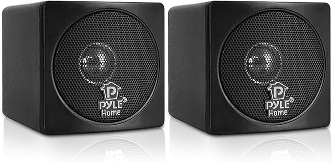 3" Mini Cube Bookshelf Speakers - 100W Small Bookshelf Speakers w/ 3" Paper Cone Driver, 8 Ohm - Passive Audio Book Shelf Speaker Pair For Home Theater Stereo Surround Sound - Pyle Home PCB3BK (Black)