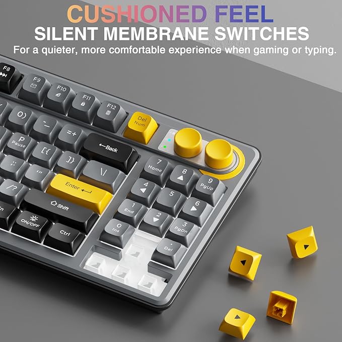 SOLAKAKA SK90 75% Wireless Gaming Keyboard - 4000mAh Tri-Mode (BT5.0/2.4G/USB-C) Cute Creamy Gaming Keyboard with Number Pad, Media Knob, RGB Backlit, Quiet Keys Silent Office Keyboards for PC MAC