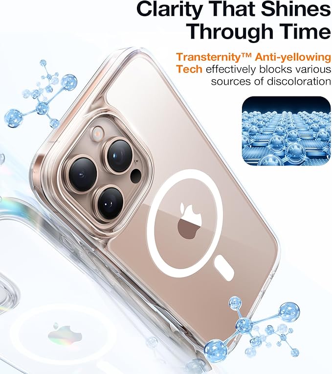 TORRAS Magnetic Shockproof for iPhone 16 Pro Max Case, [4X Military-Grade Protection] [Compatible with MagSafe] Translucent Case for iPhone 16 Pro Max Anti-Scratch Guardian 6.9", Clear