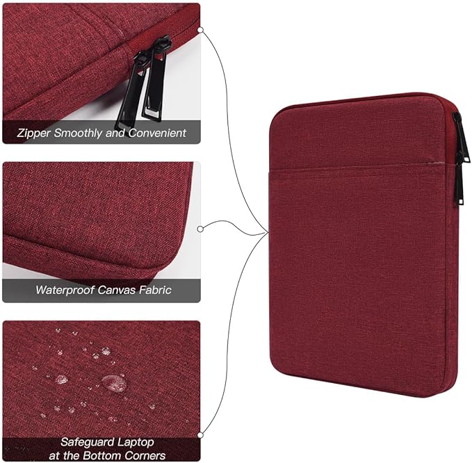 Tablet Sleeve Bag for 2025 11 inch iPad A16, 11 inch iPad Air M3 M4/ 10.9 inch iPad 10th/ Pro 11 M4, Galaxy Tab A8 10.5" Case Pouch, Fit Apple Smart Keyboard, Wine Red