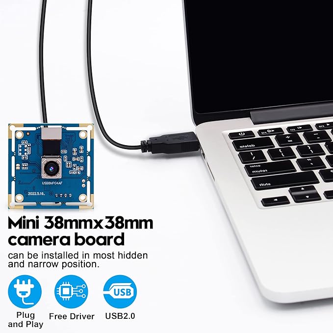 ELP 8MP USB Camera - Autofocus 4K PC & Raspberry Pi Mini UVC USB2.0 Webcam Board IMX179 Industrial Lightburn Camera for Laptop