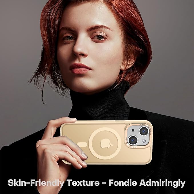 Newfuture Designed for iPhone 13 Case & iPhone 14 Case with Magnetic [13 FT Military Drop Protection] [Compatible with Magsafe] Translucent Shockproof with Anti-Fingerprint Phone Case, Creamy Yellow