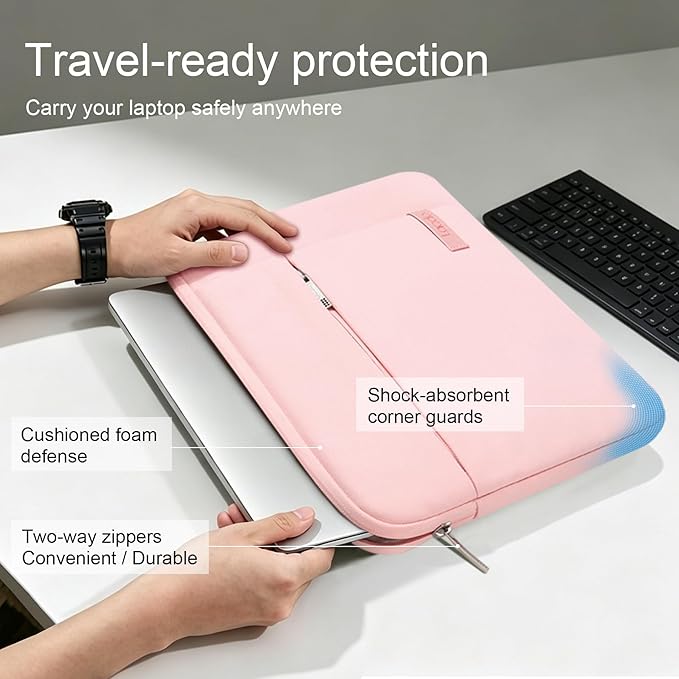Lacdo Chromebook Case 11 Inch Laptop Sleeve for 11 Inch Acer HP Lenovo Dell Samsung ASUS Chromebook Spin 3 11, 13 inch New Surface Pro 11 Copilot+PC / 10 9 8 X, 11.6" MacBook Air Computer Bag, Pink
