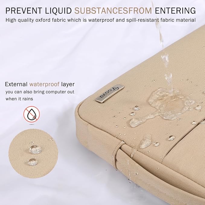 Voova 14 15 Inch Laptop Sleeve Case, Waterproof Computer Bag Cover Compatible with MacBook Air 15 M2/M3/M4 2022-2025, MacBook Pro 15, Hp chromebook 14, 14-15” Dell Lenovo Acer Asus, Apricot