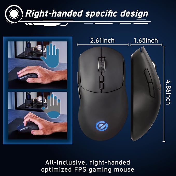 ELECOM V Custom VM600PE Wireless Gaming Mouse, 26K DPI Optical Sensor, 75g Ultra Lightweight, RGB LED, Rechargeable 95 Hr Battery Life, 8 Programmable Buttons, 100 Million Clicks, Grip Tape (Black)