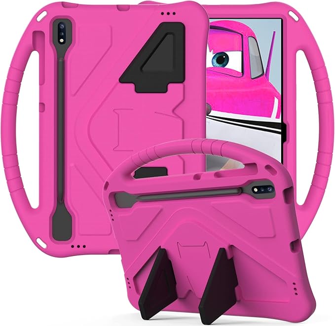 Kids Case for Samsung Galaxy Tab S10+/S9+/S8+/S7 FE/S7+/S9 FE+ 12.4", Techcircle Light Weight Shock Proof EVA Foam Handle Rugged Stand Protective Case for Galaxy Tab S9 FE Plus/S10 Plus 2024, Rose