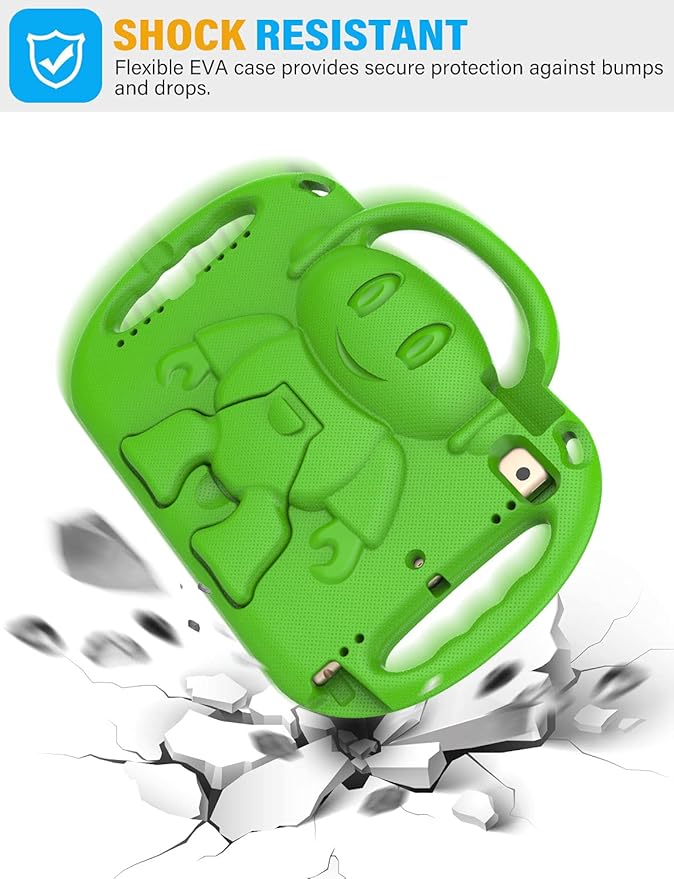SUPLIK Kids Case for iPad 5th/6th Generation (9.7 inch, 2017/2018), iPad Air 1 & Air 2 & Pro 9.7 Protective Case with Shoulder Strap Handle Stand for iPad 5/6 & iPad Air 1st/2nd Gen, Green