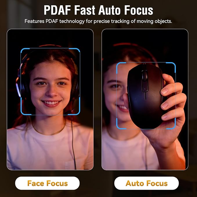 4K Webcam for PC 1080P@60fps Web Cam PDAF Webcam 4K Dual Noise-Cancelling Mics & 8X Zoom 73°FOV Stream camera Plug&Play computer camera w/Privacy Cover Works with Zoom/Teams/Twitch/Google Meet
