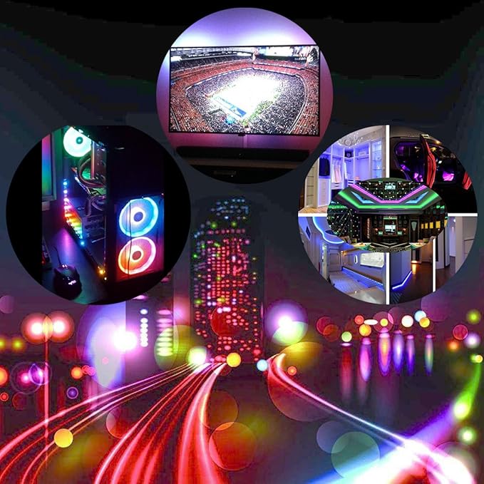 WS2812B LED Strip Lights 16.4ft 5M WS2812B 300LEDs Programmable Individual Addressable WS2811 Built-in 5050 RGB LED Strip IP67 Waterproof DC5V with Mini Controller