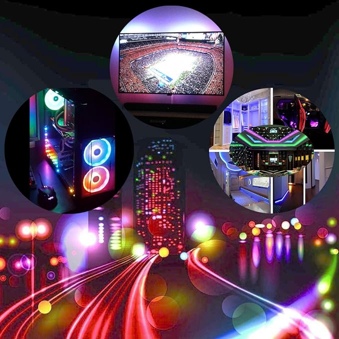 WS2812B LED Strip Lights 3.2ft 1M WS2812B 144LEDs Programmable Individual Addressable WS2811 Built-in 5050 RGB LED Strip IP30 Non-Waterproof DC5V with Mini Controller