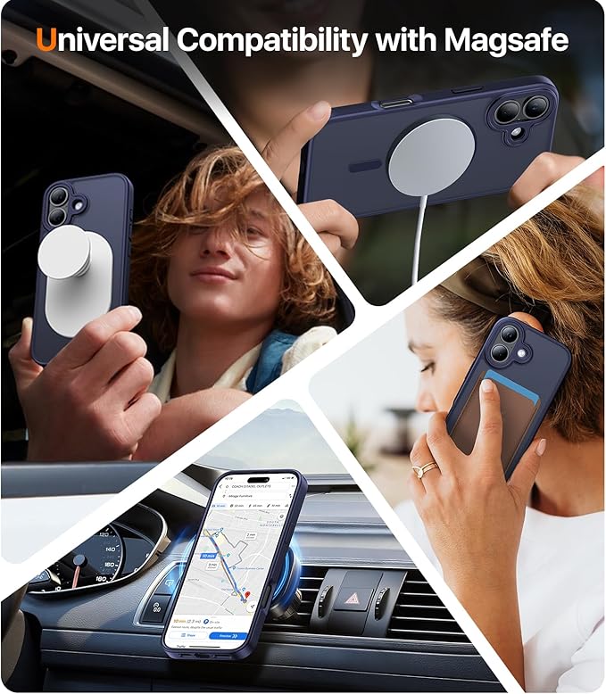 Magnetic for iPhone 17 Case,[Anti-Slip][Compatible with MagSafe][Military Grade Drop Protection] Shockproof Protective Translucent Matte Phone Case for iPhone 17 Case,Titanium Blue