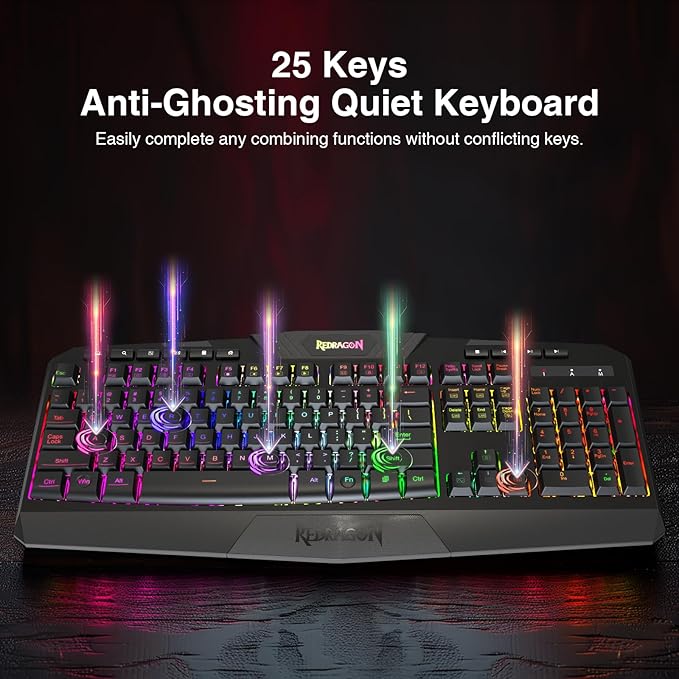 Redragon K503 Wireless Gaming Keyboard, 3-Mode (2.4G/BT/USB), RGB LED Backlit, Multimedia Keys, Fully Programmable Silent Membrane Keyboard with Wrist Rest for Windows PC Games (Black)
