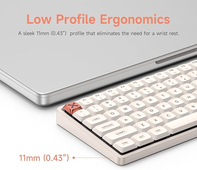IQUNIX Magi75 Low Profile Wireless Mechanical Keyboard 75% Layout, Hot-Swappable Creamy Linear, RGB Backlit, Full Aluminum, VIA Customizable for Mac/Windows/Linux(White)