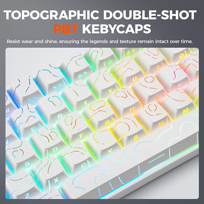 DAREU COOL60 60% Hall Effect Gaming Keyboard with Magnetic Switch, SOCD, 0.01mm Actuation Adjustable Rapid Trigger,8000 Hz Polling, Topographic PBT Keycaps, Hot-swap, RGB Backlit