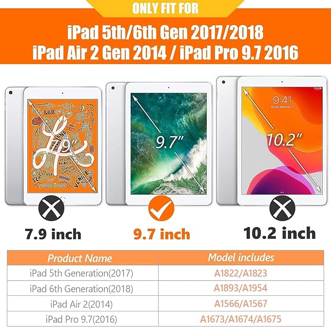BMOUO Case for iPad 6th/5th Generation Case (9.7 inch, 2018/2017), 360°Rotating Stand, Hand/Shoulder Strap Shockproof iPad 9.7” Case for iPad Air 2, Turquoise