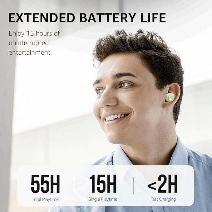 TOZO T10 Bluetooth 5.3 Wireless Earbuds, Deep Bass Stereo, 55H Playtime, App EQ Customization, Wireless Charging Case, IPX8 Waterproof, Ergonomic Fit for in-Ear Headphones