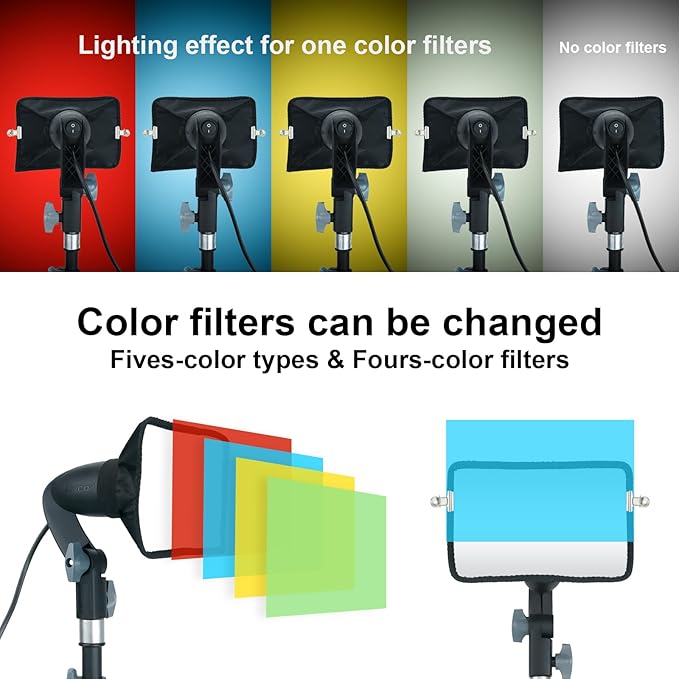 LINCO 920 Lumens LED Video Light with Adjustable Tripod Stand/Color Filters, Studio Lighting Kit for Tablet Shooting, Collection Portrait YouTube Photography Video Making-2 Packs