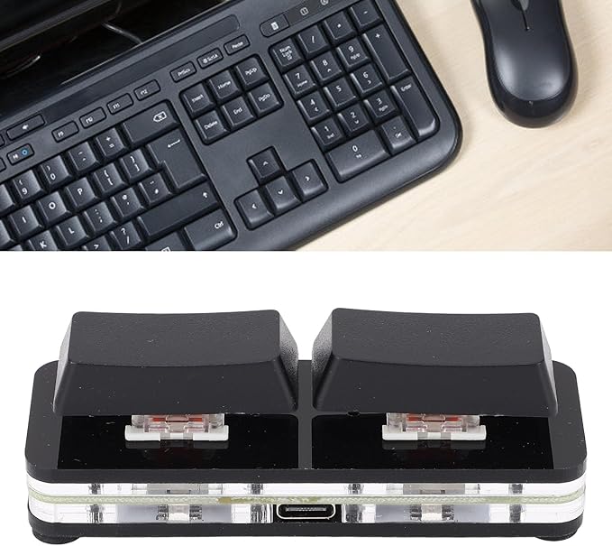 Programmable PC Keyboard 2 Key RGB USB Wired Hot Swappable Mechanical Keypad, Gaming Keyboard with Customizable Scripts, Compact OSU Keypad for OS X Pi, Includes Type C Cable a (Black)