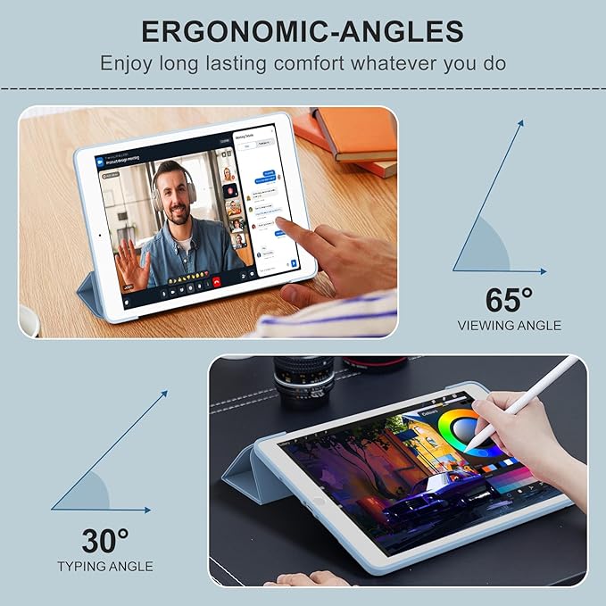 Smart Case for iPad 10.2 Inch 2021/2020/2019, for iPad 9th/8th/7th Generation Without Pencil Holder, Shockproof Cover with Soft TPU Back, Thin& Lightweight, Auto Sleep/Wake, Sky Blue