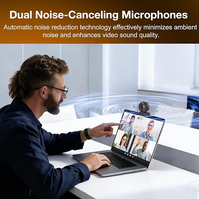 4K Webcam for PC 1080P@60fps Web Cam PDAF Webcam 4K Dual Noise-Cancelling Mics & 8X Zoom 73°FOV Stream camera Plug&Play computer camera w/Privacy Cover Works with Zoom/Teams/Twitch/Google Meet