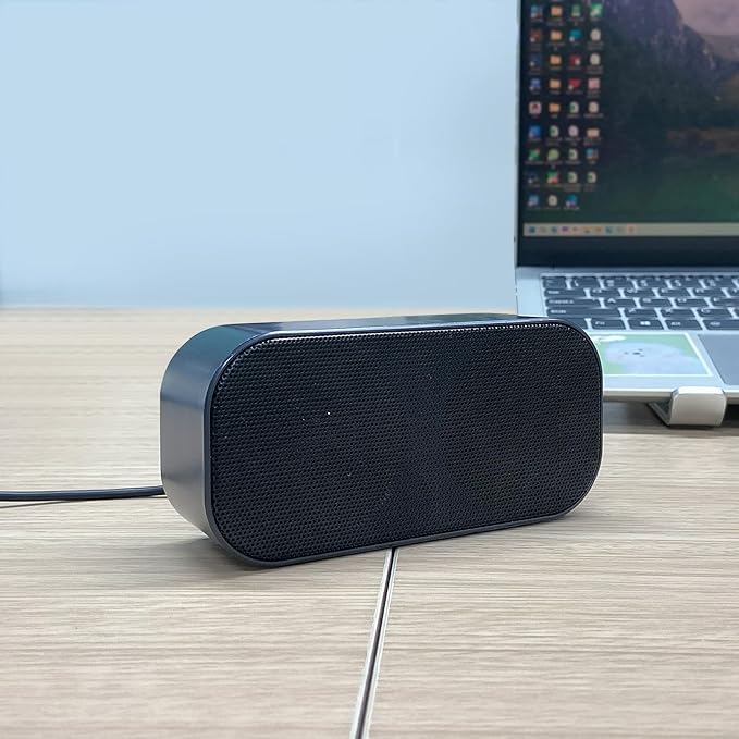 Computer Speaker for Desktop, Wired PC Speaker, Portable USB Speaker for Laptop, Plug and Play, Sound-bar for Office, Home and Gaming (Black-M)