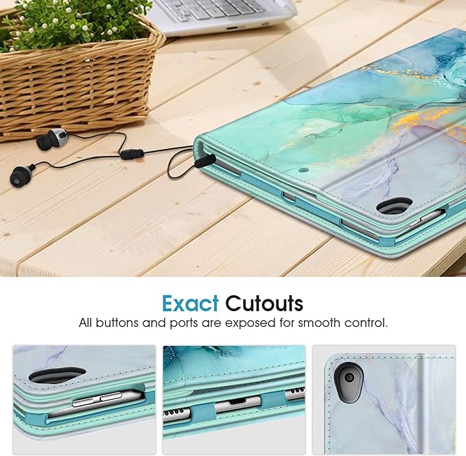 Fintie Case for iPad Air (3rd Gen) 10.5" 2019 / iPad Pro 10.5" 2017 - [Corner Protection] 360 Degree Rotating Smart Protective Stand Cover w/Pencil Holder, Auto Sleep/Wake, Emerald Marble