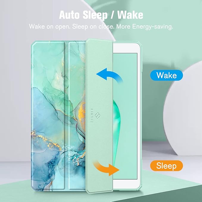 Fintie Hybrid Slim Case for iPad Air 3rd Generation 10.5" 2019 / iPad Pro 10.5 Inch 2017 - [Built-in Pencil Holder] Shockproof Cover with Clear Transparent Back Shell (Emerald Marble)