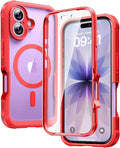 Diaclara Magnetic Designed for iPhone 17 Case 6.3'' Full Body Bumper,[Compatible with MagSafe] Military Drop Proof Phone Case with Built-in Screen Protector,Easy Install,No Gap,Red